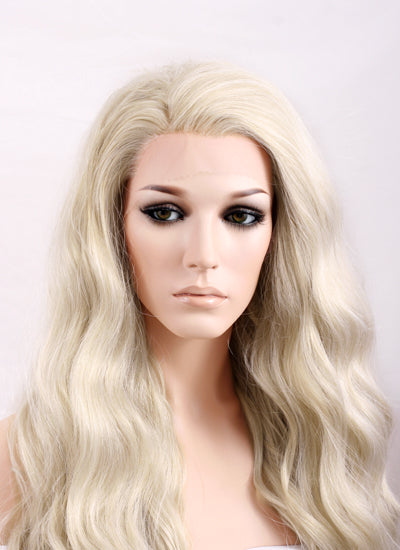 Wavy Pastel Ash Blonde Lace Front Synthetic Wig LF101