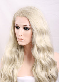 Wavy Pastel Ash Blonde Lace Front Synthetic Wig LF101