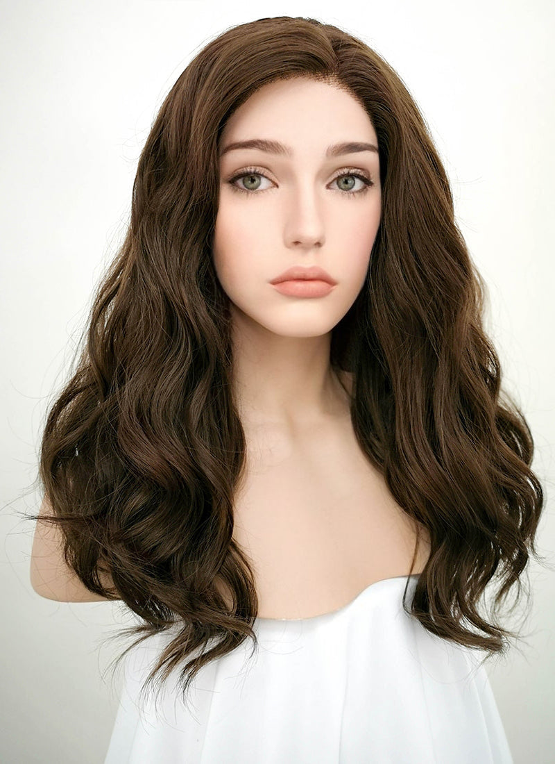 Dark Brown Wavy Lace Front Synthetic Wig LF1265