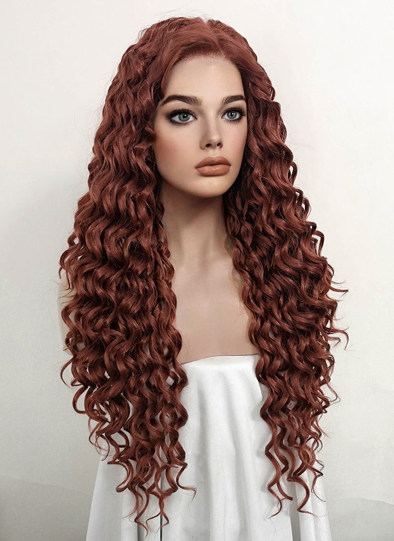 Auburn Curly Lace Front Synthetic Wig LF1308