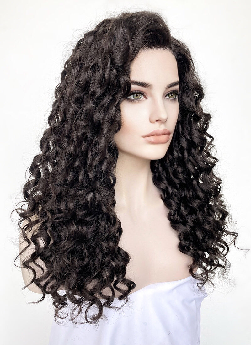 Brunette Spiral Curly Lace Front Synthetic Wig LF1310