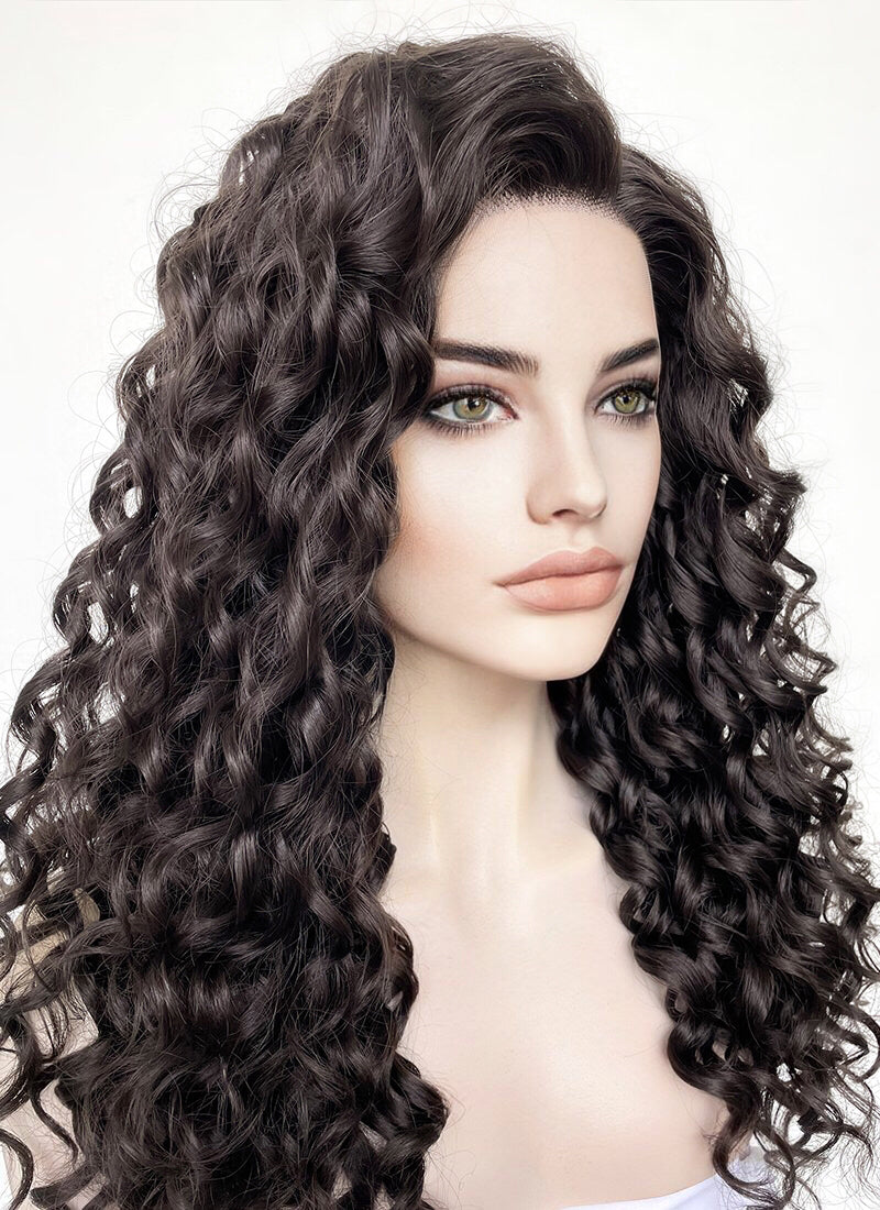 Brunette Spiral Curly Lace Front Synthetic Wig LF1310