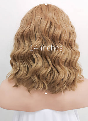 Dark Flaxen Wavy Lace Front Synthetic Wig LF1532
