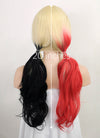 Blonde Harley Quinn Synthetic Red Black Ponytail Wavy Lace Front Wig LF1576A