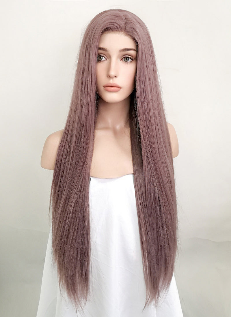 Straight Ash Purple Lace Front Synthetic Wig LF1587
