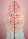 Pastel Pink Blonde Ombre Spiral Curly Lace Front Synthetic Wig LF165