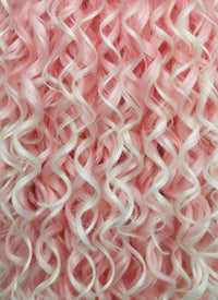 Pastel Pink Blonde Ombre Spiral Curly Lace Front Synthetic Wig LF165