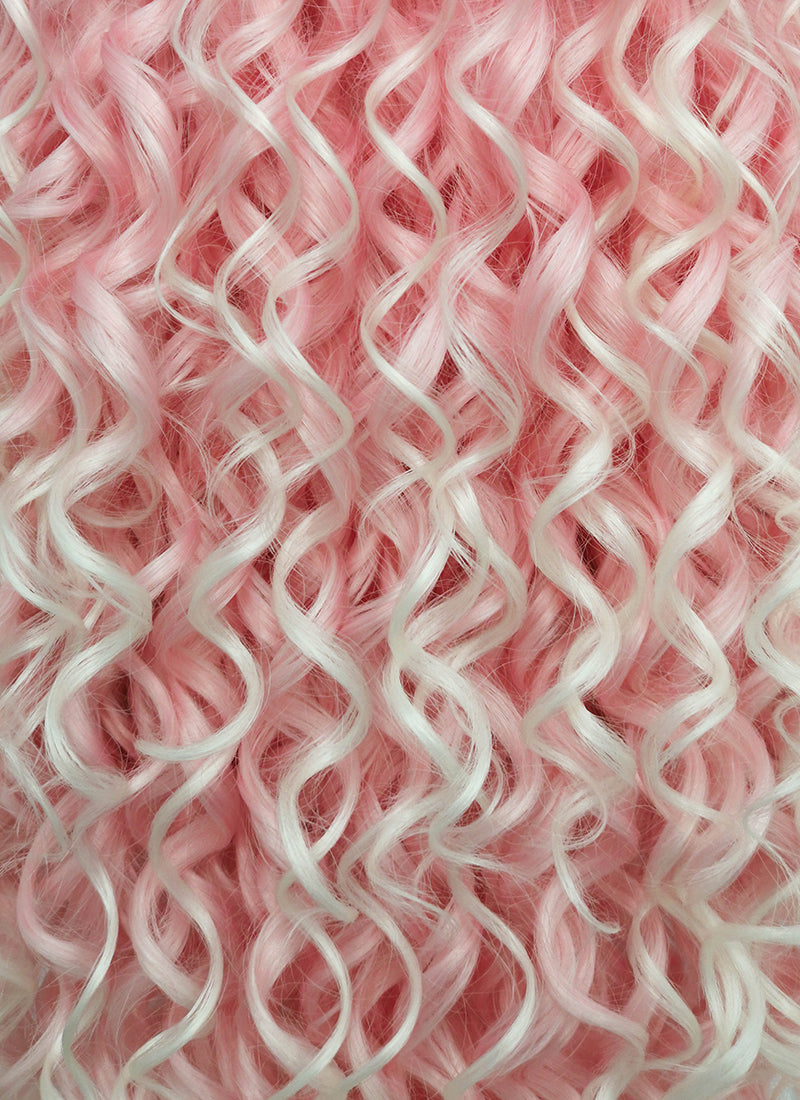 Pastel Pink Blonde Ombre Spiral Curly Lace Front Synthetic Wig LF165