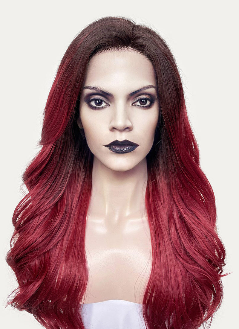 Guardians of the Galaxy Gamora Red With Dark Roots Wavy Lace Front Synthetic Wig LF1803