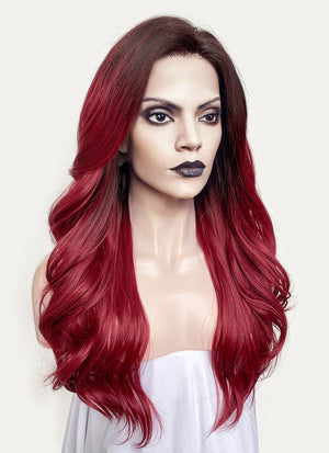 Guardians of the Galaxy Gamora Red With Dark Roots Wavy Lace Front Synthetic Wig LF1803