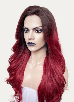 Guardians of the Galaxy Gamora Red With Dark Roots Wavy Lace Front Synthetic Wig LF1803