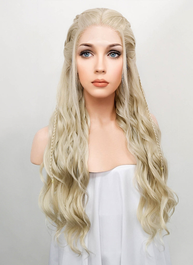 Light Ash Blonde Braided Lace Front Synthetic Wig LF2017