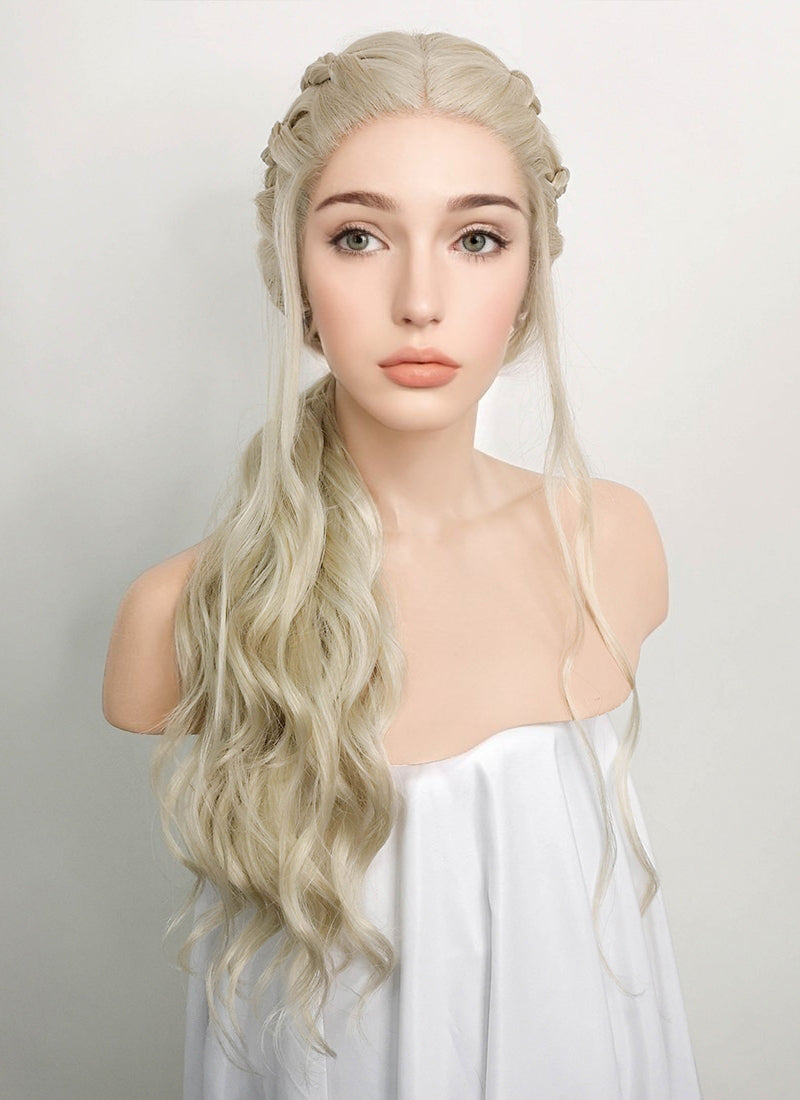 Game of Thrones Daenerys Targaryen Light Ash Blonde Braided Lace Front Synthetic Wig LF2037