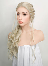 Game of Thrones Daenerys Targaryen Light Ash Blonde Braided Lace Front Synthetic Wig LF2037