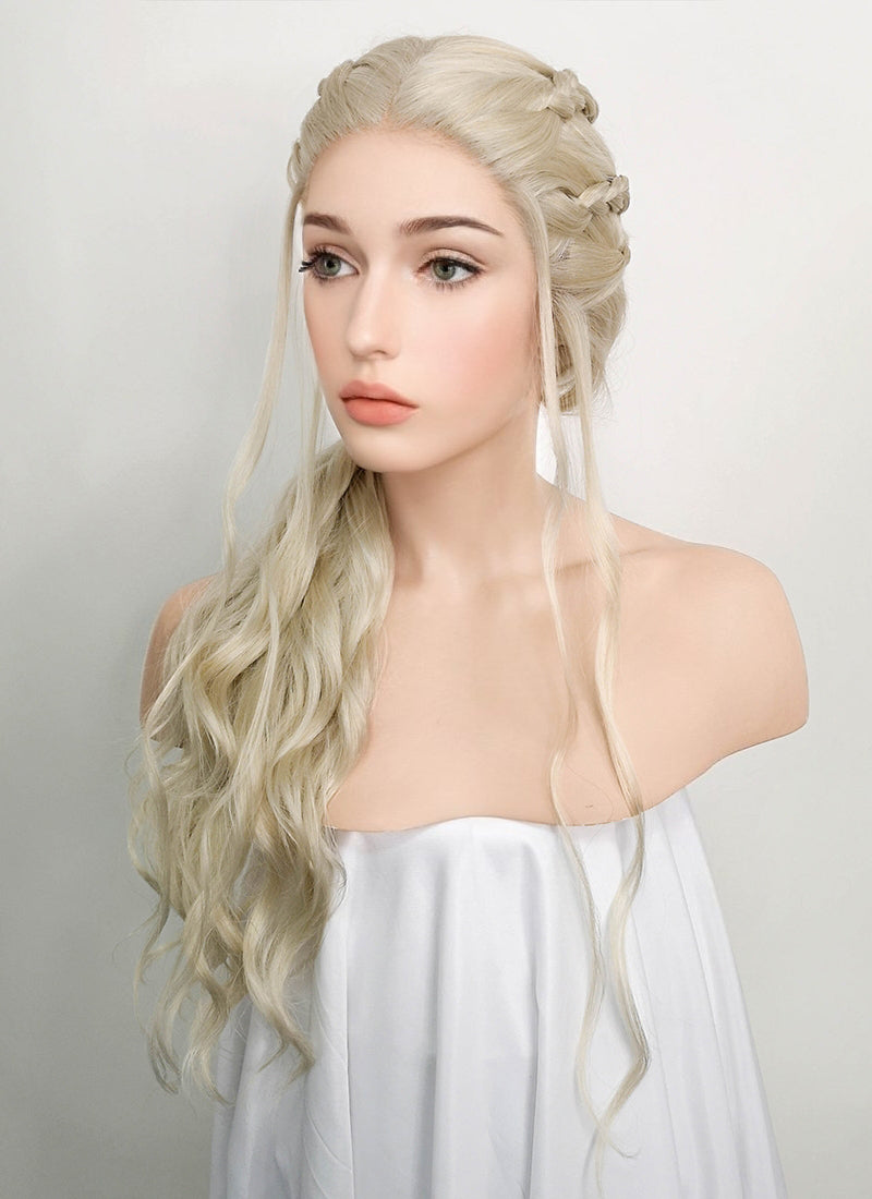 Game of Thrones Daenerys Targaryen Light Ash Blonde Braided Lace Front Synthetic Wig LF2037