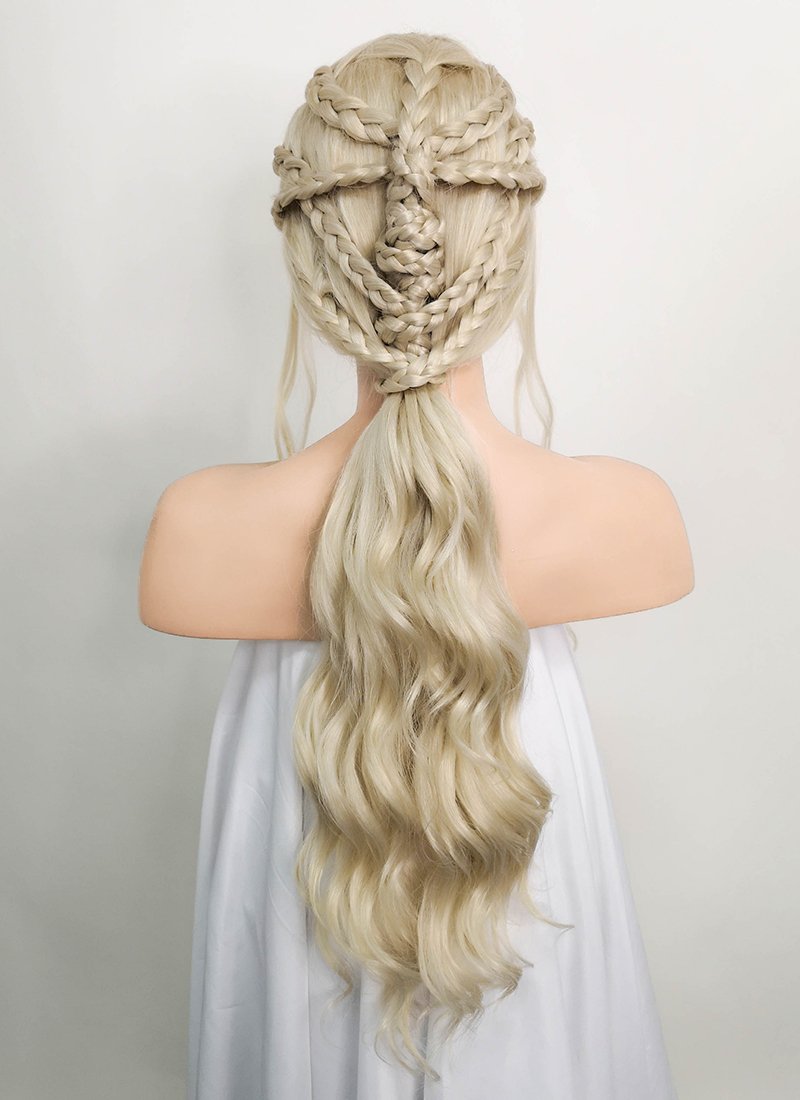 Game of Thrones Daenerys Targaryen Light Ash Blonde Braided Lace Front Synthetic Wig LF2037