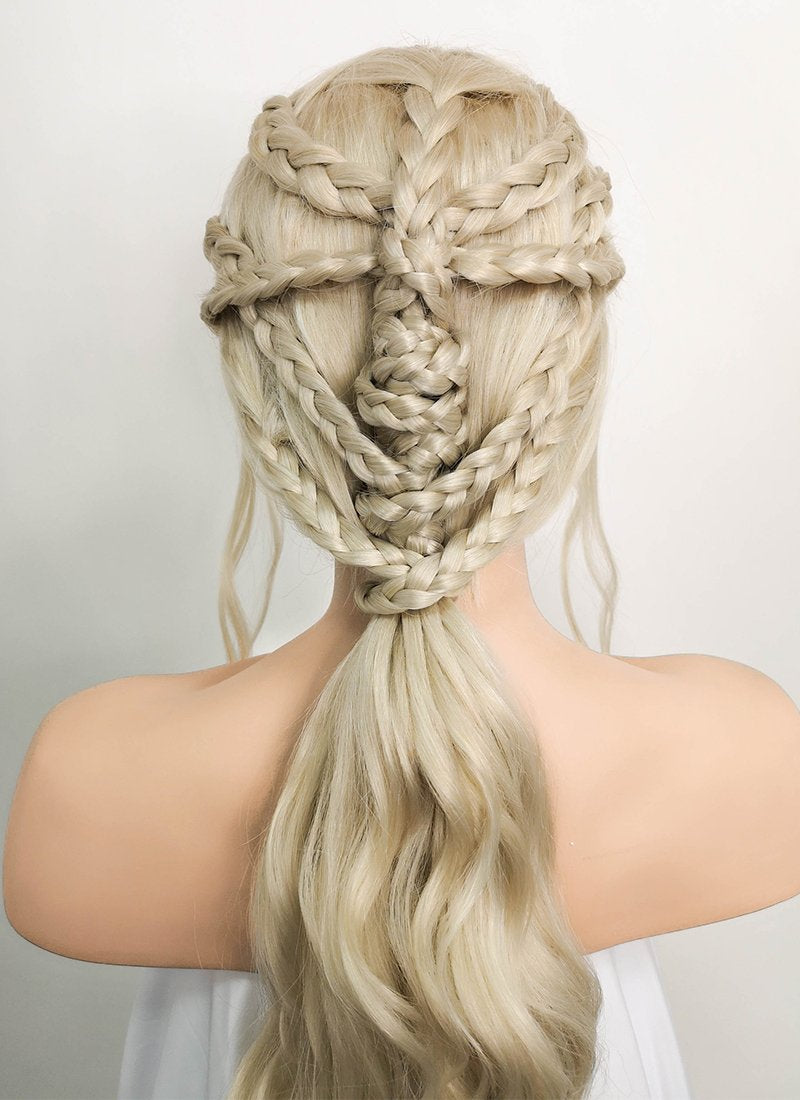 Game of Thrones Daenerys Targaryen Light Ash Blonde Braided Lace Front Synthetic Wig LF2037