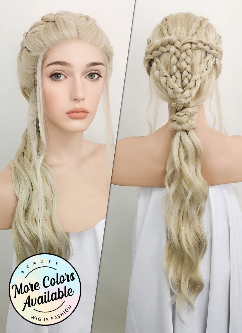 Light Ash Blonde Braided Lace Front Synthetic Wig LF2053
