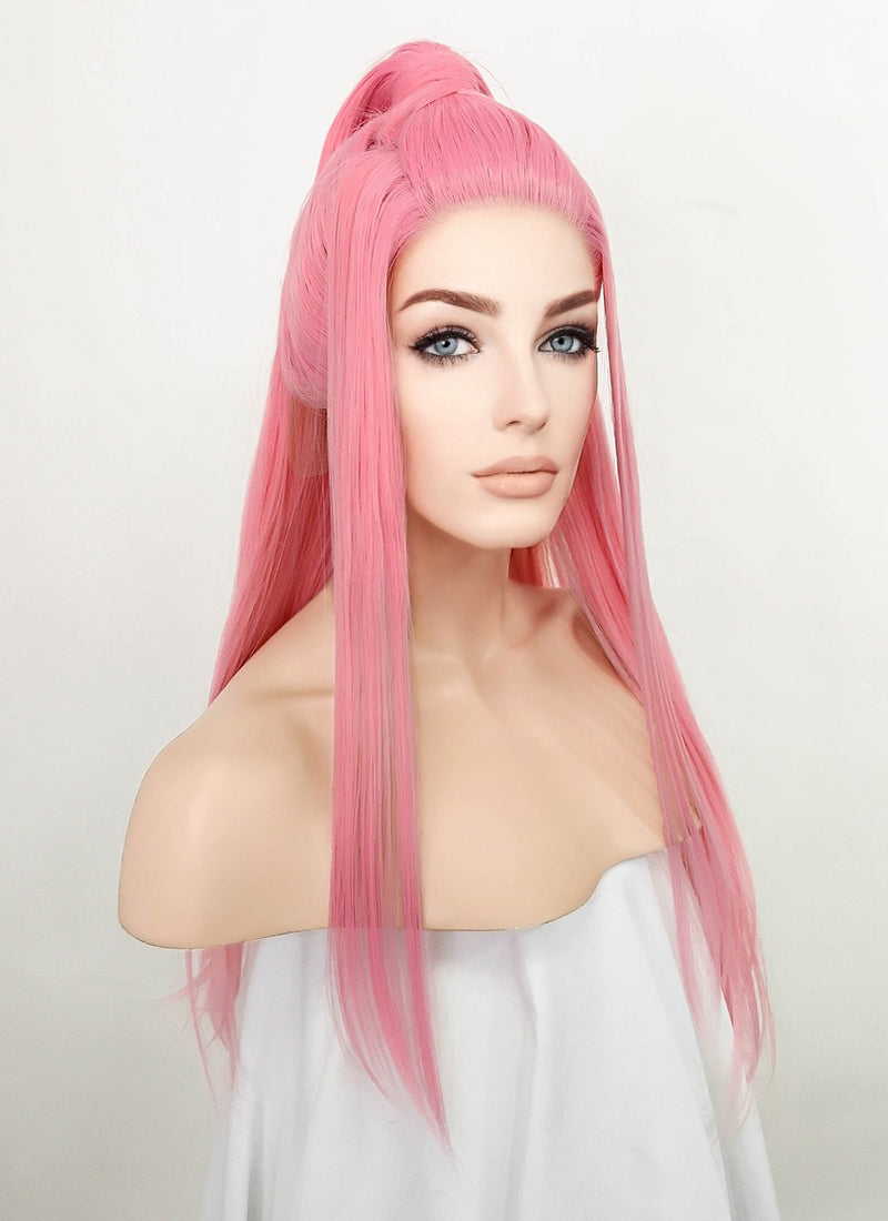 Pink Braided Lace Front Synthetic Wig LF2067