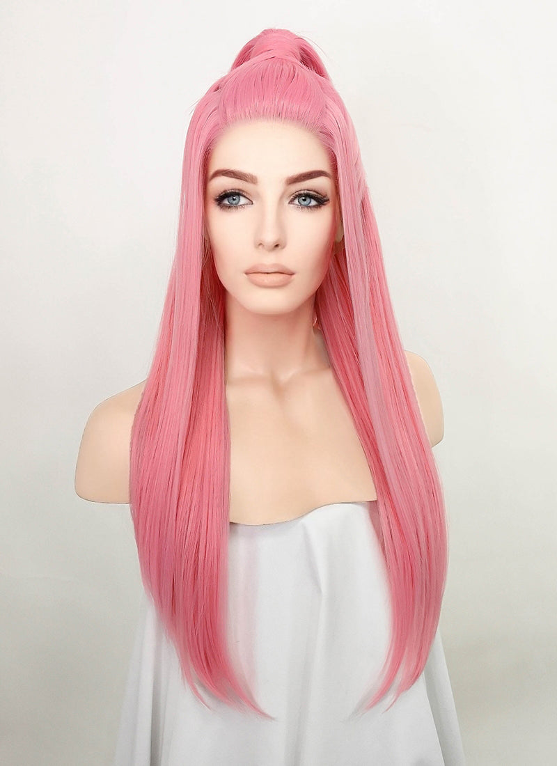 Pink Braided Lace Front Synthetic Wig LF2067