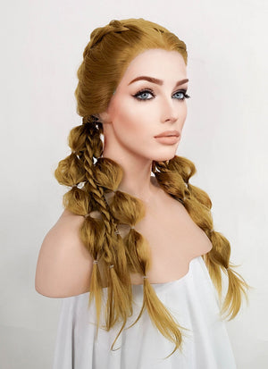 Yellow Blonde Braided Lace Front Synthetic Wig LF2073