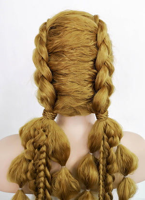 Yellow Blonde Braided Lace Front Synthetic Wig LF2073