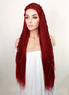 Red Braided Yaki Lace Front Synthetic Wig LF2078