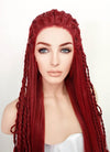 Red Braided Yaki Lace Front Synthetic Wig LF2078