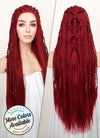 Red Braided Yaki Lace Front Synthetic Wig LF2078