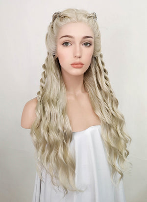 Light Ash Blonde Braided Lace Front Synthetic Wig LF2079