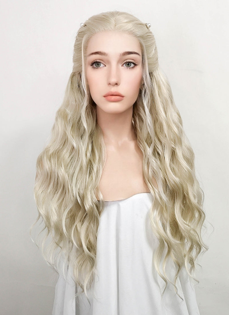 Light Ash Blonde Braided Lace Front Synthetic Wig LF2092