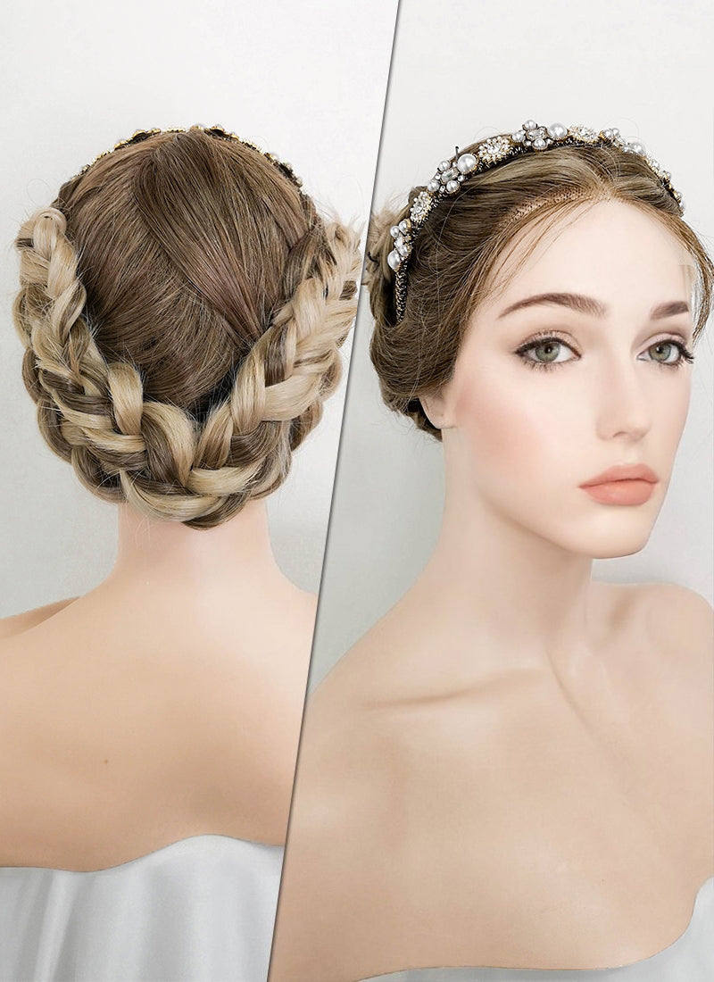 Mixed Ash Blonde Braided Lace Front Synthetic Wig LF2098