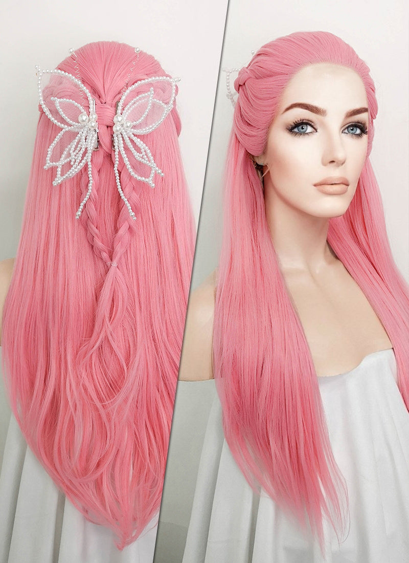 Pink Braided Lace Front Synthetic Wig LF2100