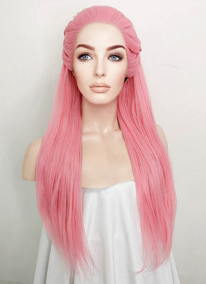 Pink Braided Lace Front Synthetic Wig LF2100