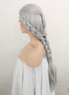 Silver Grey Braided Yaki Lace Front Synthetic Wig LF2107