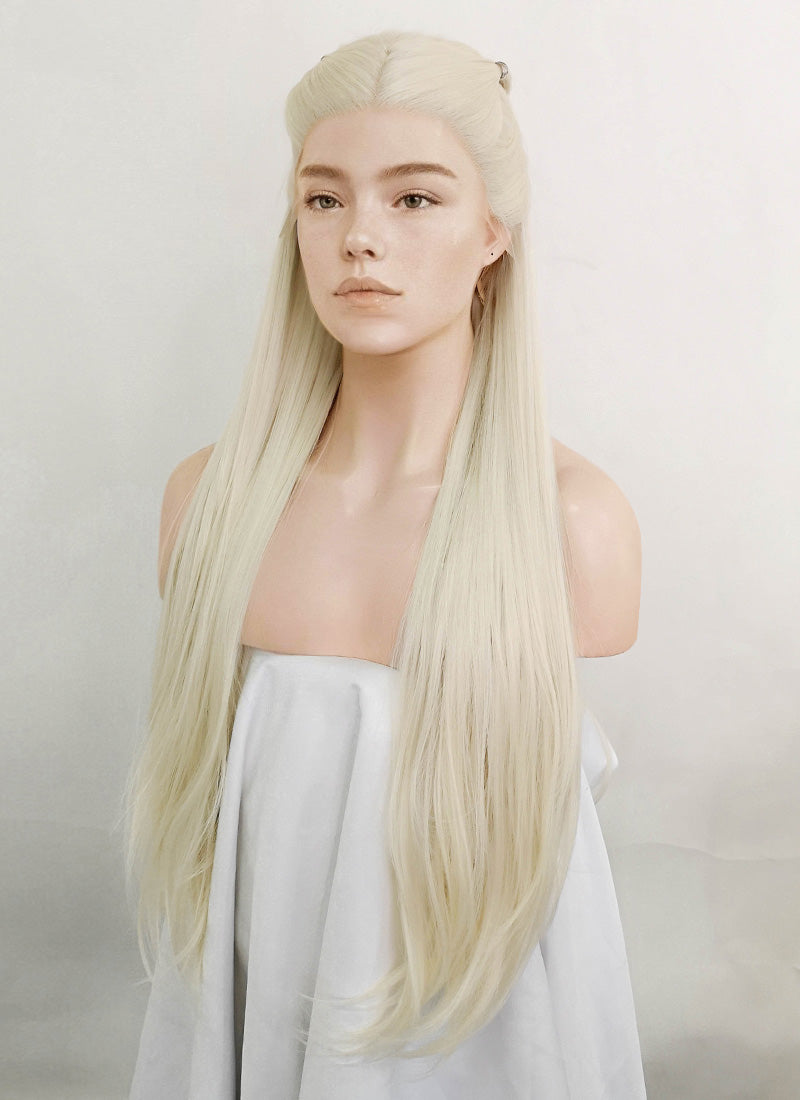 House of the Dragon Young Princess Rhaenyra Targaryen Platinum Blonde Braided Lace Front Synthetic Wig LF2109