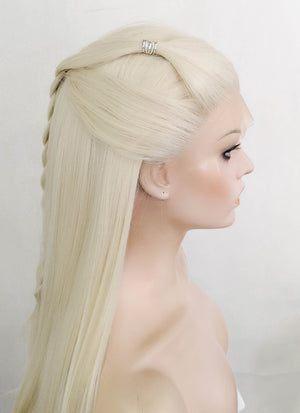 House of the Dragon Young Princess Rhaenyra Targaryen Platinum Blonde Braided Lace Front Synthetic Wig LF2109