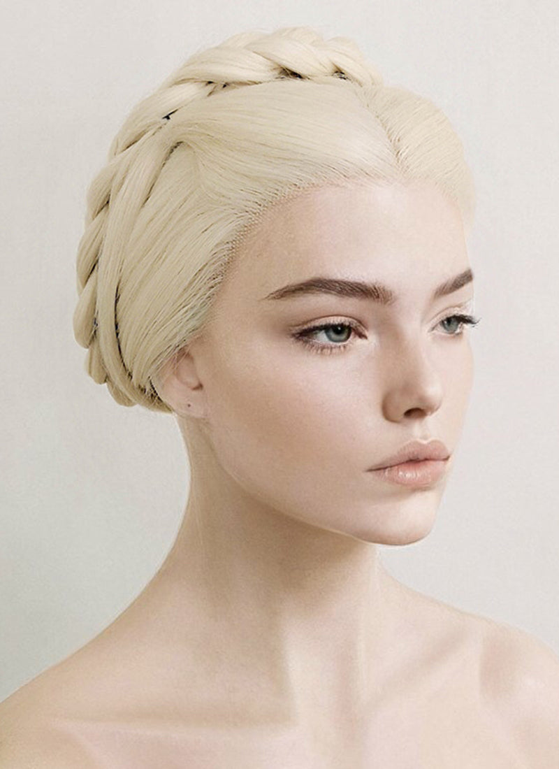 House of the Dragon Young Princess Rhaenyra Targaryen Platinum Blonde Braided Lace Front Synthetic Wig LF2110