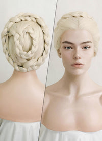 House of the Dragon Young Princess Rhaenyra Targaryen Platinum Blonde Braided Lace Front Synthetic Wig LF2110