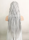 Silver Grey Braided Yaki Lace Front Synthetic Wig LF2112