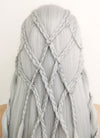 Silver Grey Braided Yaki Lace Front Synthetic Wig LF2112