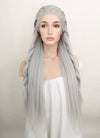 Silver Grey Braided Yaki Lace Front Synthetic Wig LF2112