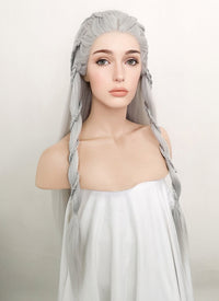 Silver Grey Braided Yaki Lace Front Synthetic Wig LF2112