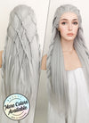 Silver Grey Braided Yaki Lace Front Synthetic Wig LF2112