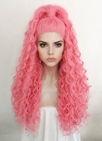 Pink Braided Lace Front Synthetic Wig LF2117