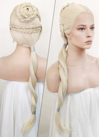 House of the Dragon Rhaenyra Targaryen Platinum Blonde Braided Lace Front Synthetic Wig LF2118