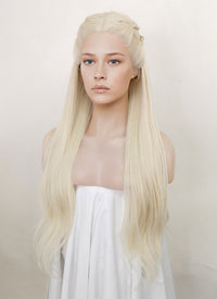 House of the Dragon Rhaenyra Targaryen Platinum Blonde Braided Lace Front Synthetic Wig LF2119