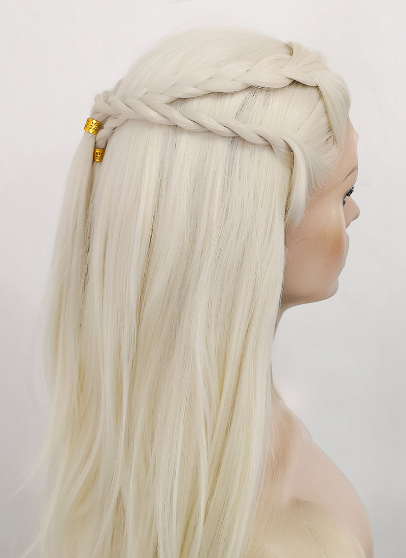 House of the Dragon Rhaenyra Targaryen Platinum Blonde Braided Lace Front Synthetic Wig LF2119