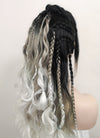 Critical Role Yasha Nydoorin Black Grey White Ombre Braided Lace Front Synthetic Wig LF2121
