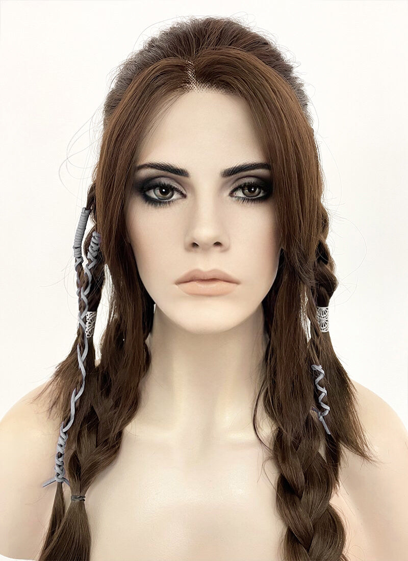 GOD OF WAR Freya Wavy Brunette Braided Lace Front Synthetic Wig LF2123